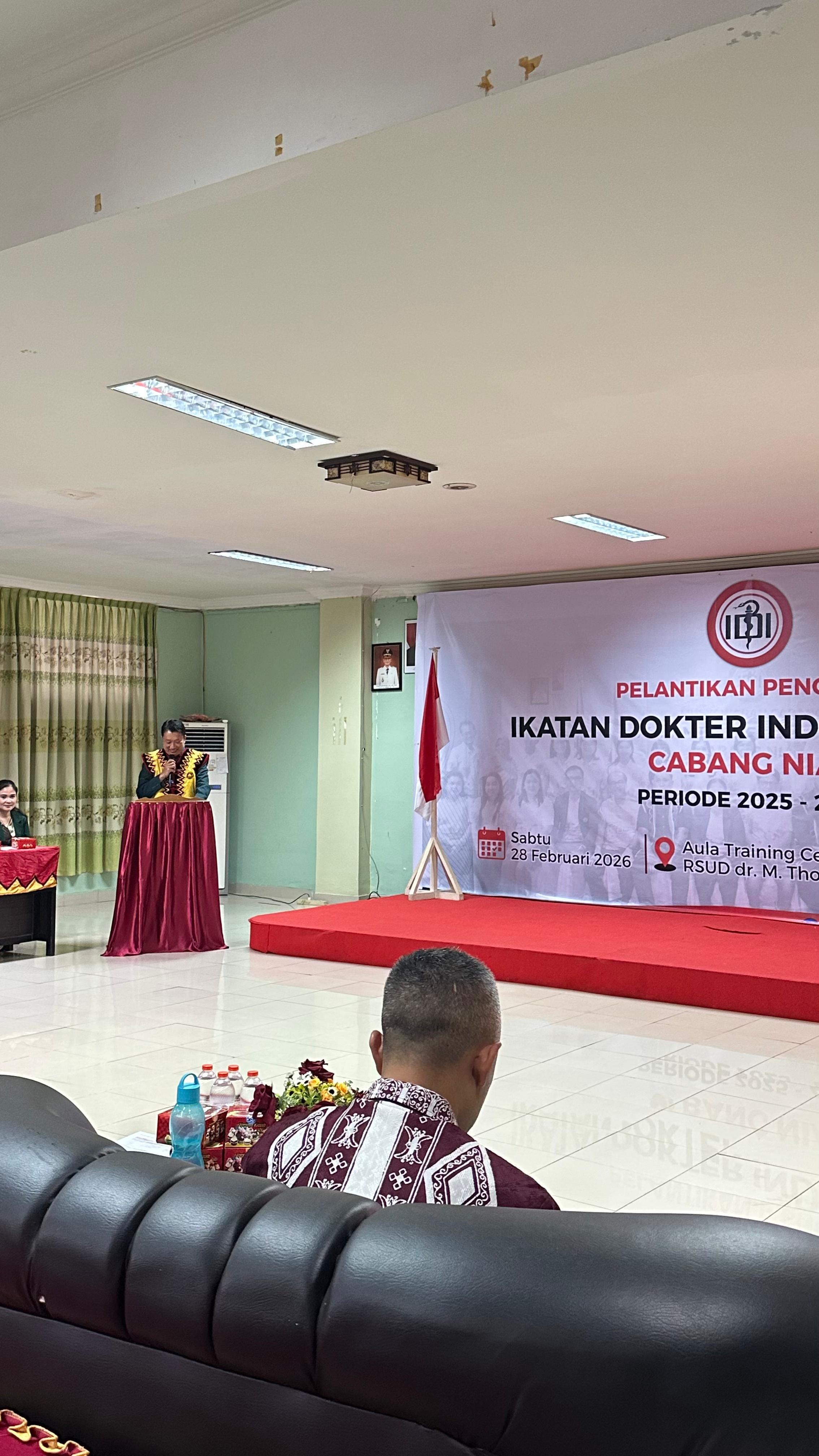 Pelantikan IDI Cabang Nias, Aula RSUD dr Thomson Gunung Sitoli, 28 Februari 2026